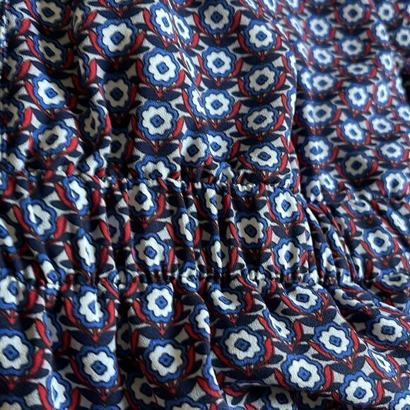 Express Belted Jumpsuit Blue Red and White Floral SZ M - Picture 7 of 11